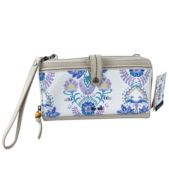 NEW The Sak Iris Ivory Blue Crossbody Purse Smartphone Wallet Clutch Wristlet - Picture 1 of 5